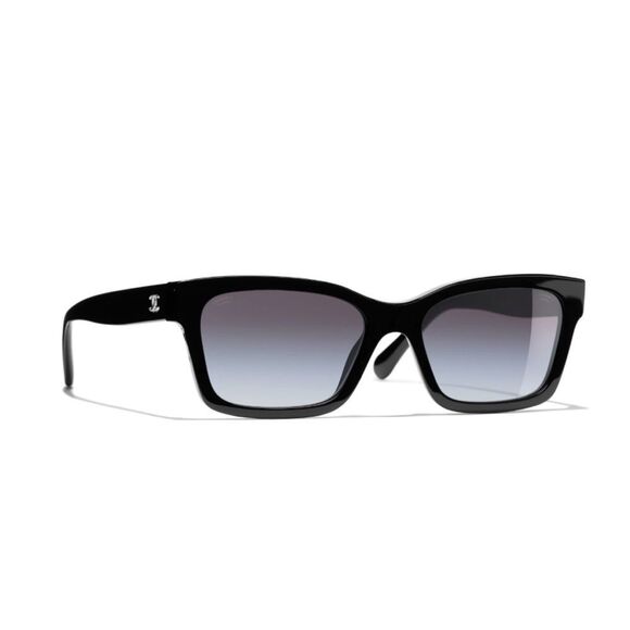 Chanel SQUARE SUNGLASSES High Bridge in Black/ New With Case and Box - Picture 2 of 8